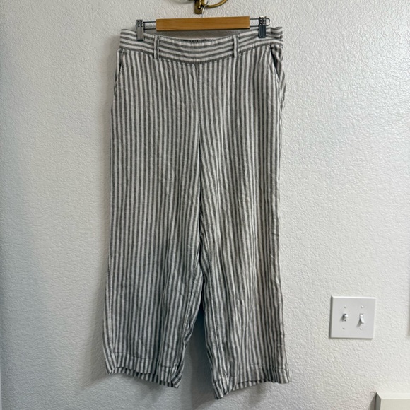 LOFT Pants - Loft Wide Leg Linen Striped Pants Size Large